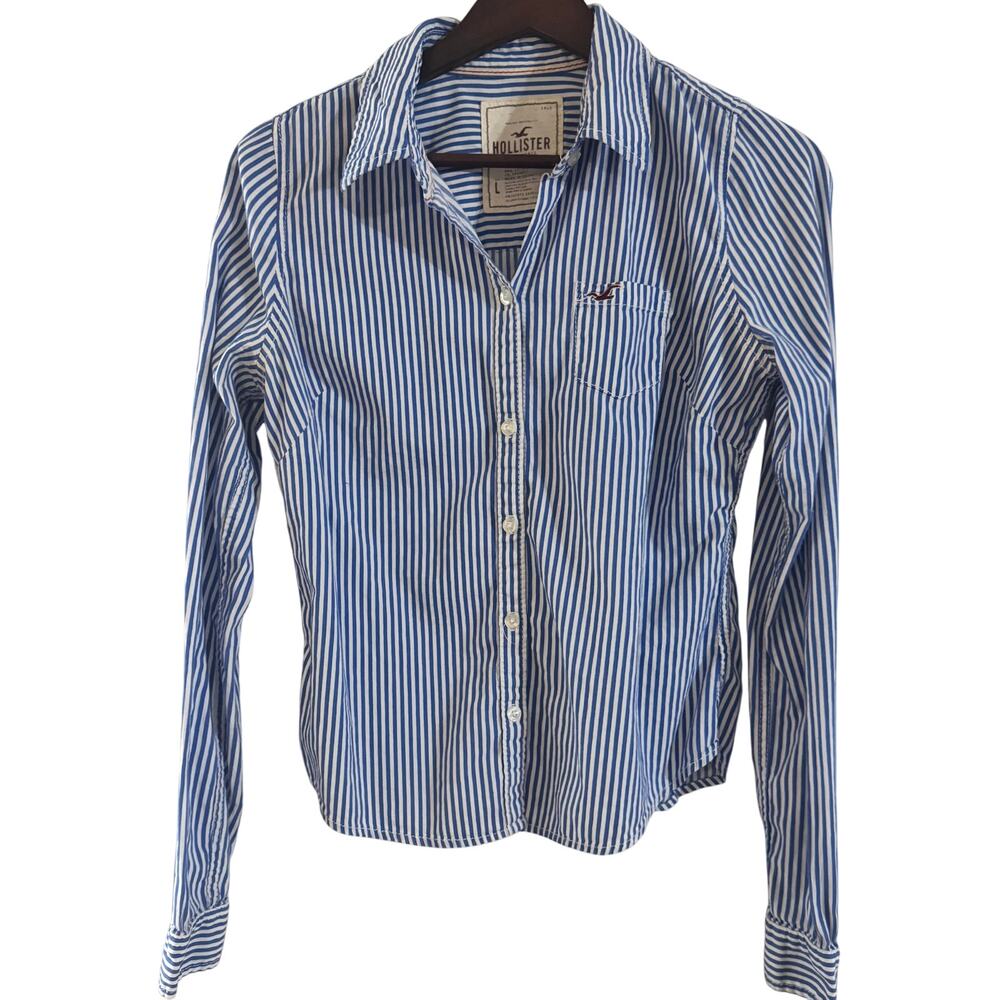 Vtg Hollister Shirt Mens L Pearl Snap Striped Button Down Long Sleeve Y2K 2000s